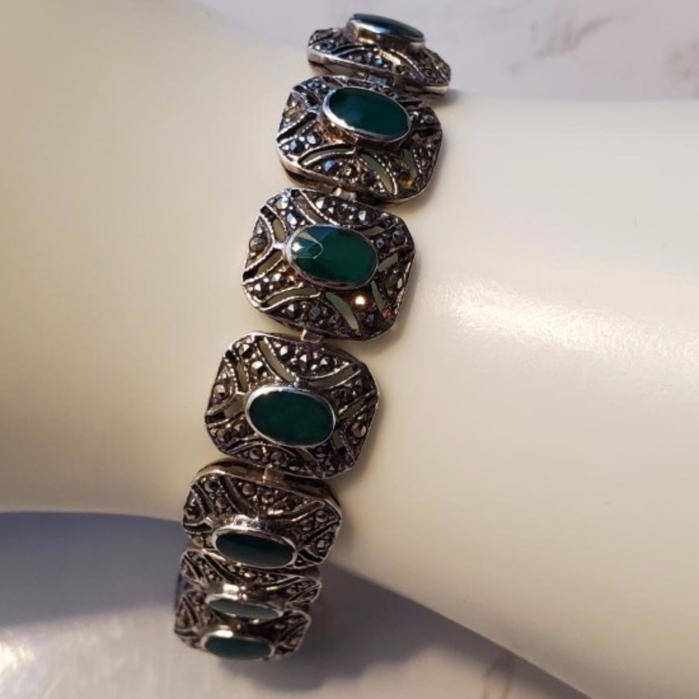 VINTAGE STERLING & SPARKLY MARCASITE BRACELET